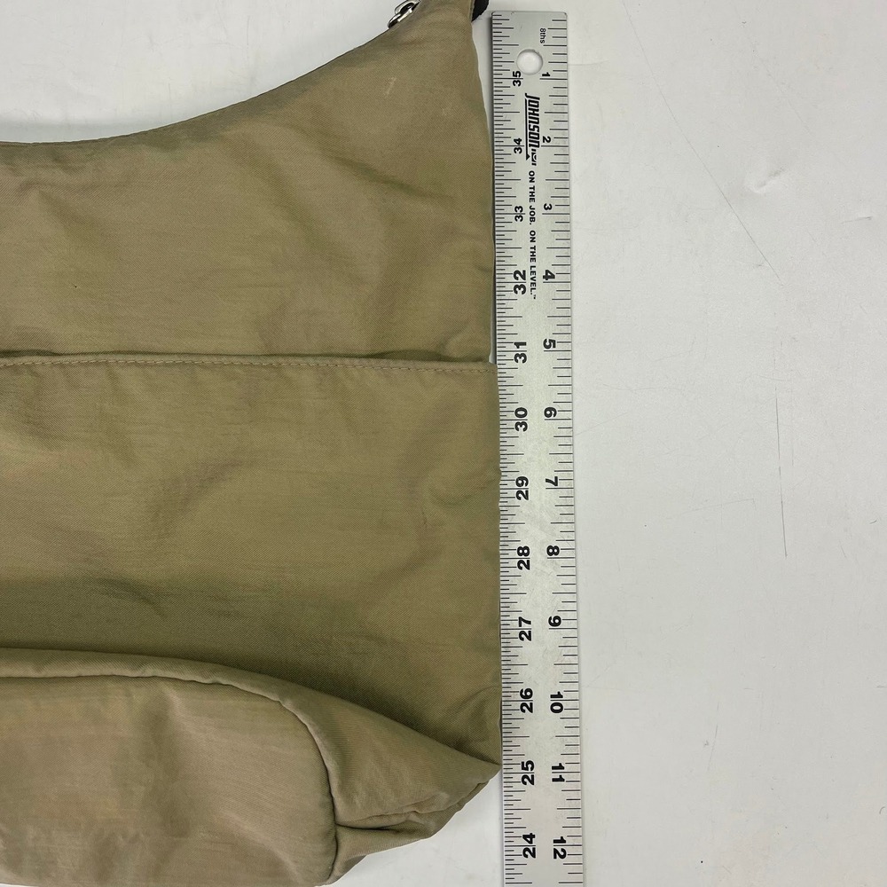 Baggallini Khaki Nylon Crossbody Hobo Bag Adjustable Strap Tan Blue Lining - Picture 12 of 14